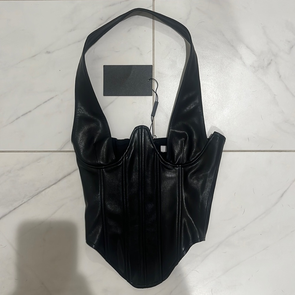 Black Leather Miaou Corset